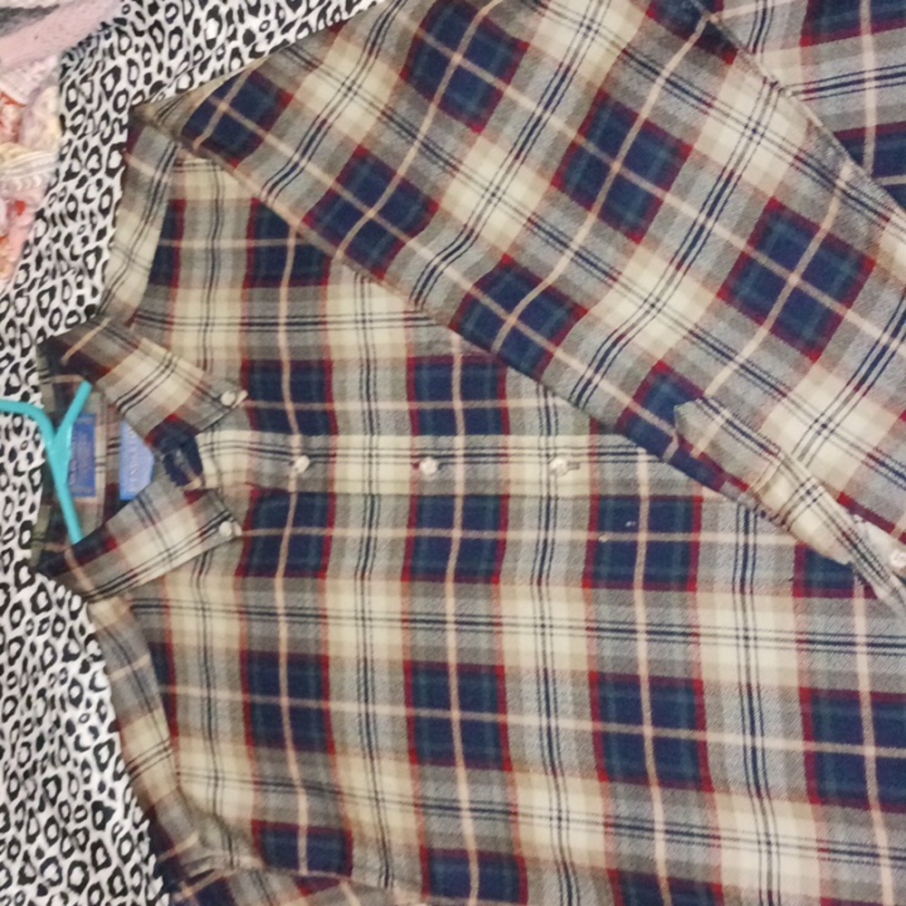 Vintage Pendleton 100% Pure Virgin Wool Plaid Button-Down Shirt Long Sleeve